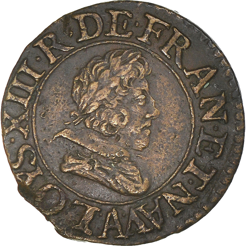 Moneda, Francia, Louis XIII, Denier Tournois, 1626, Paris, EBC, Cobre