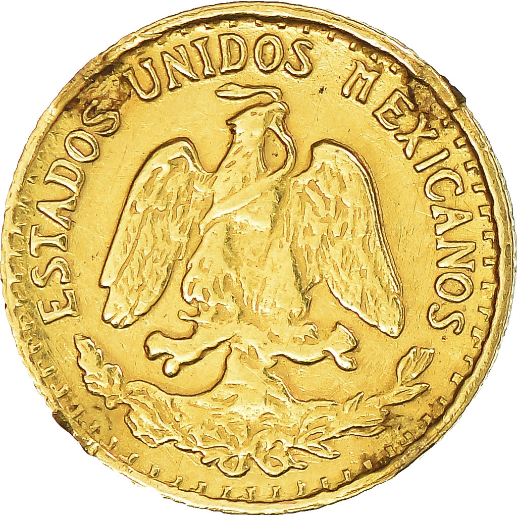 Moneda, México, 2 Pesos, 1920, Mexico City, EBC, Oro, KM:461