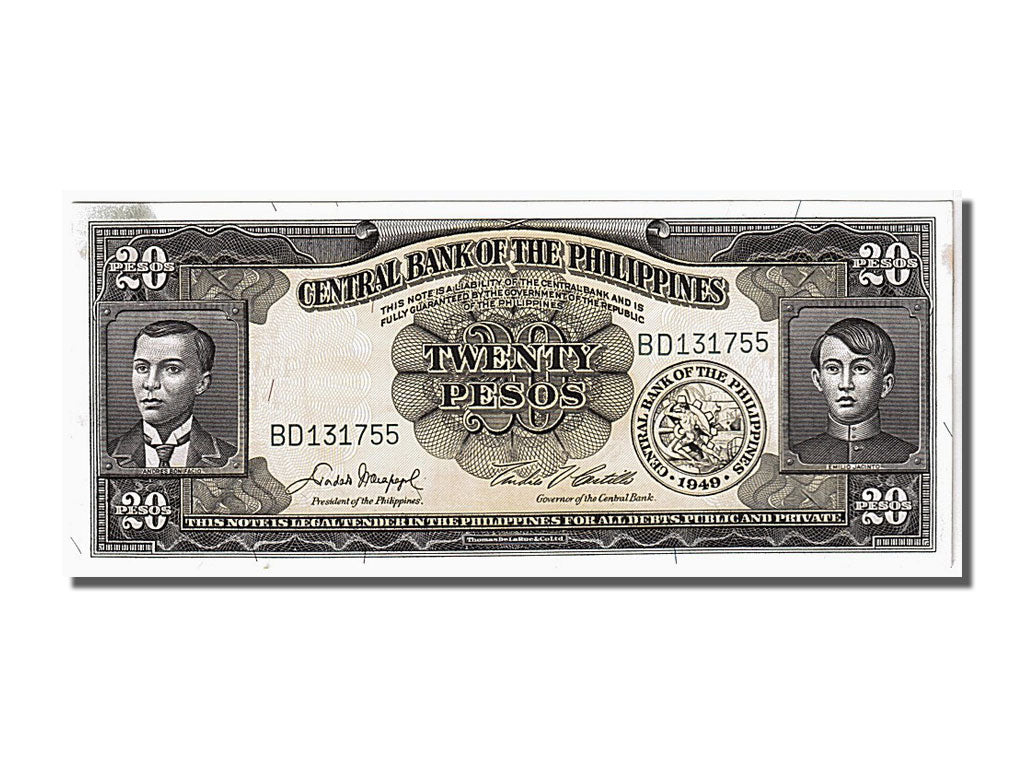 Banknote, Philippines, 20 Pesos, 1949, KM:137d, AU(55-58)