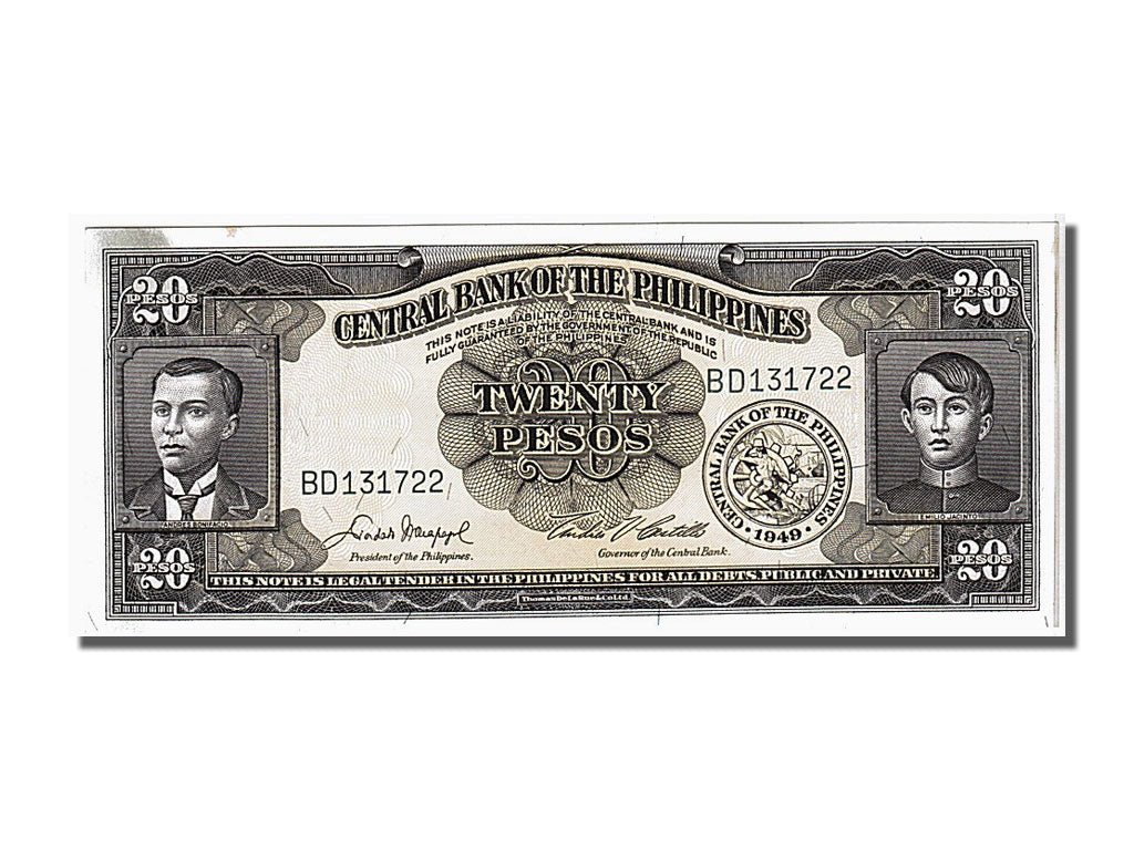Banknote, Philippines, 20 Pesos, 1949, KM:137d, AU(55-58)