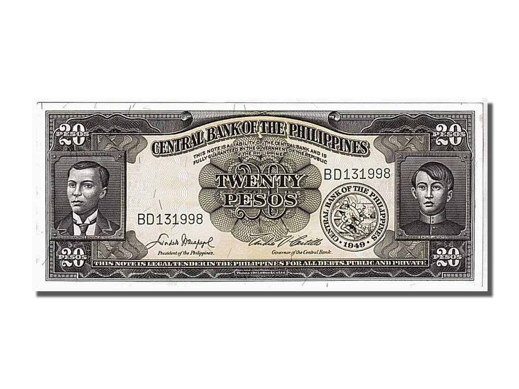 Banknote, Philippines, 20 Pesos, 1949, KM:137d, AU(55-58)
