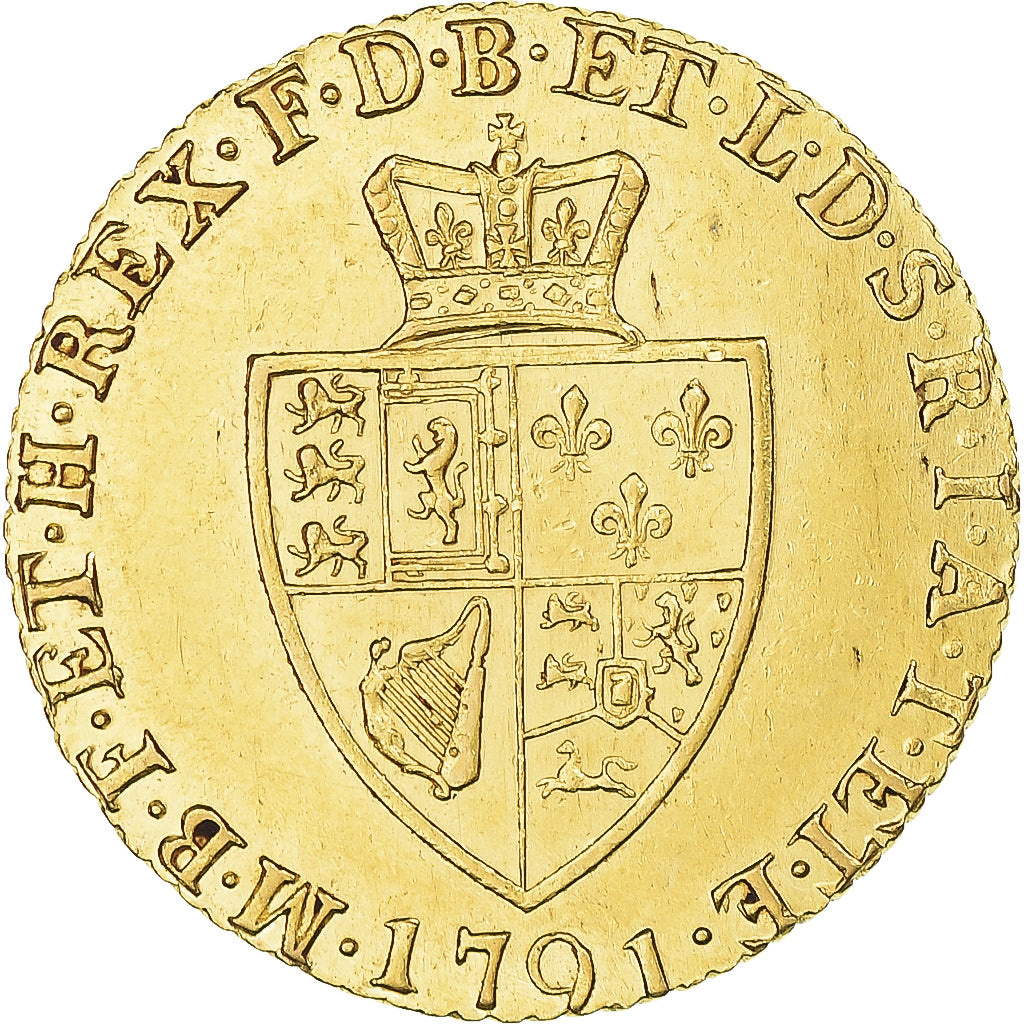 Münze, Großbritannien, George III, 1/2 Guinea, 1791, London, VZ, Gold