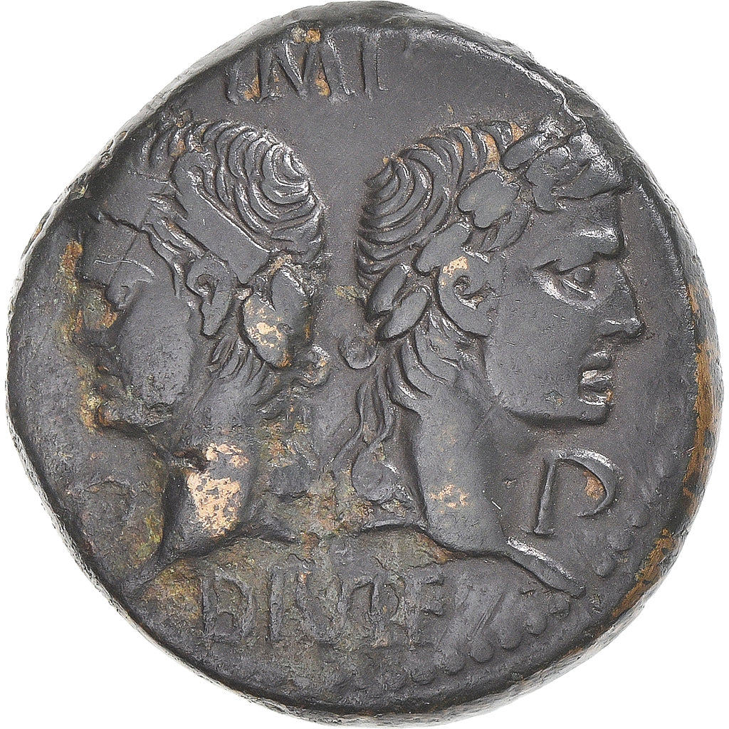 Coin, Augustus & Agrippa, As, 10-14 AD, Nîmes, EF(40-45), Bronze, Cohen:10