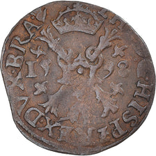 Coin, Spanish Netherlands, Philip II, Gigot, 1598, Anvers, EF(40-45), Copper