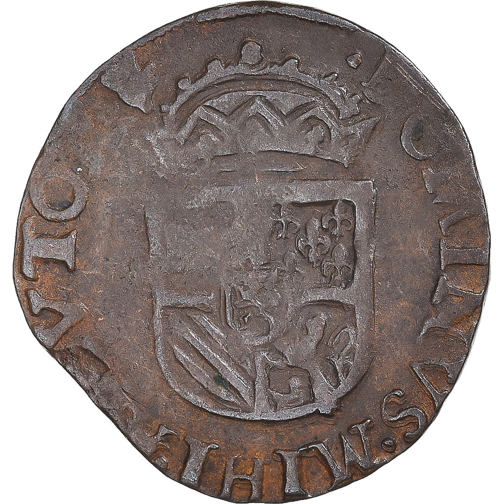 Coin, Spanish Netherlands, Philip II, Gigot, 1598, Anvers, EF(40-45), Copper