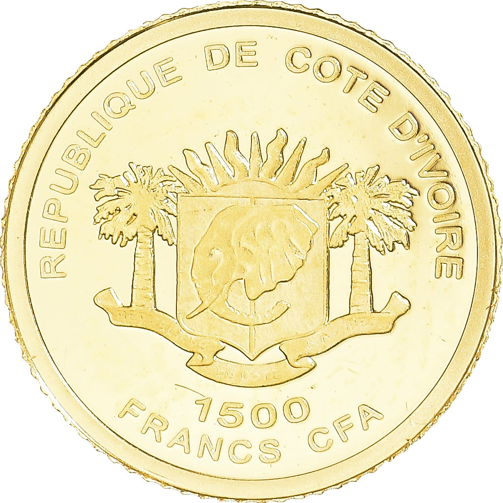 Monnaie, Côte d'Ivoire, Justice, 1500 Francs CFA, FDC, Or