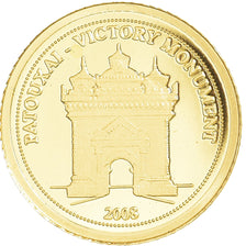 Coin, Laos, Patouxai-Victory Monument, 500 Kip, 2008, MS(65-70), Gold