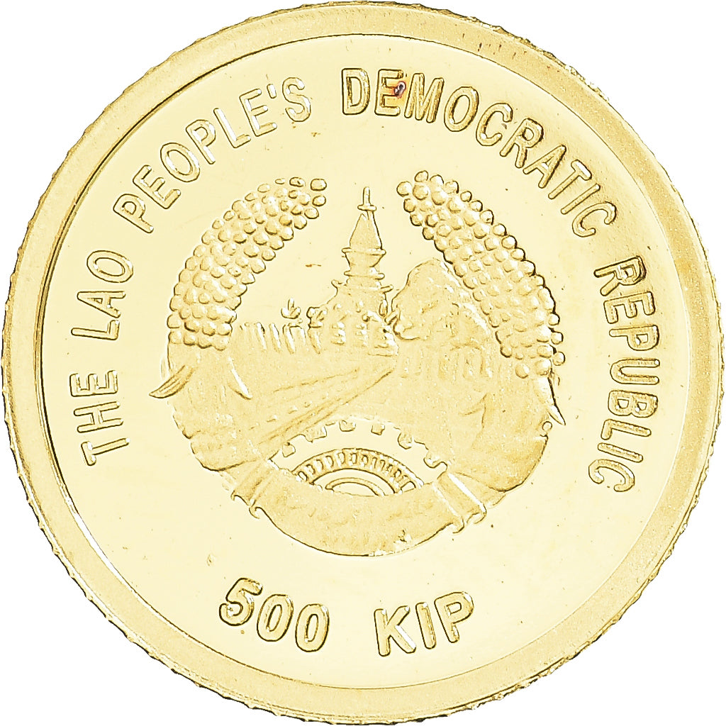 Coin, Laos, Patouxai-Victory Monument, 500 Kip, 2008, MS(65-70), Gold