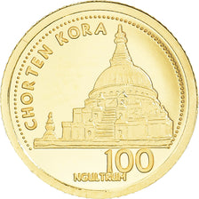 Münze, Bhutan, Chorten Kora, 100 Ngultrums, 2011, STGL, Gold