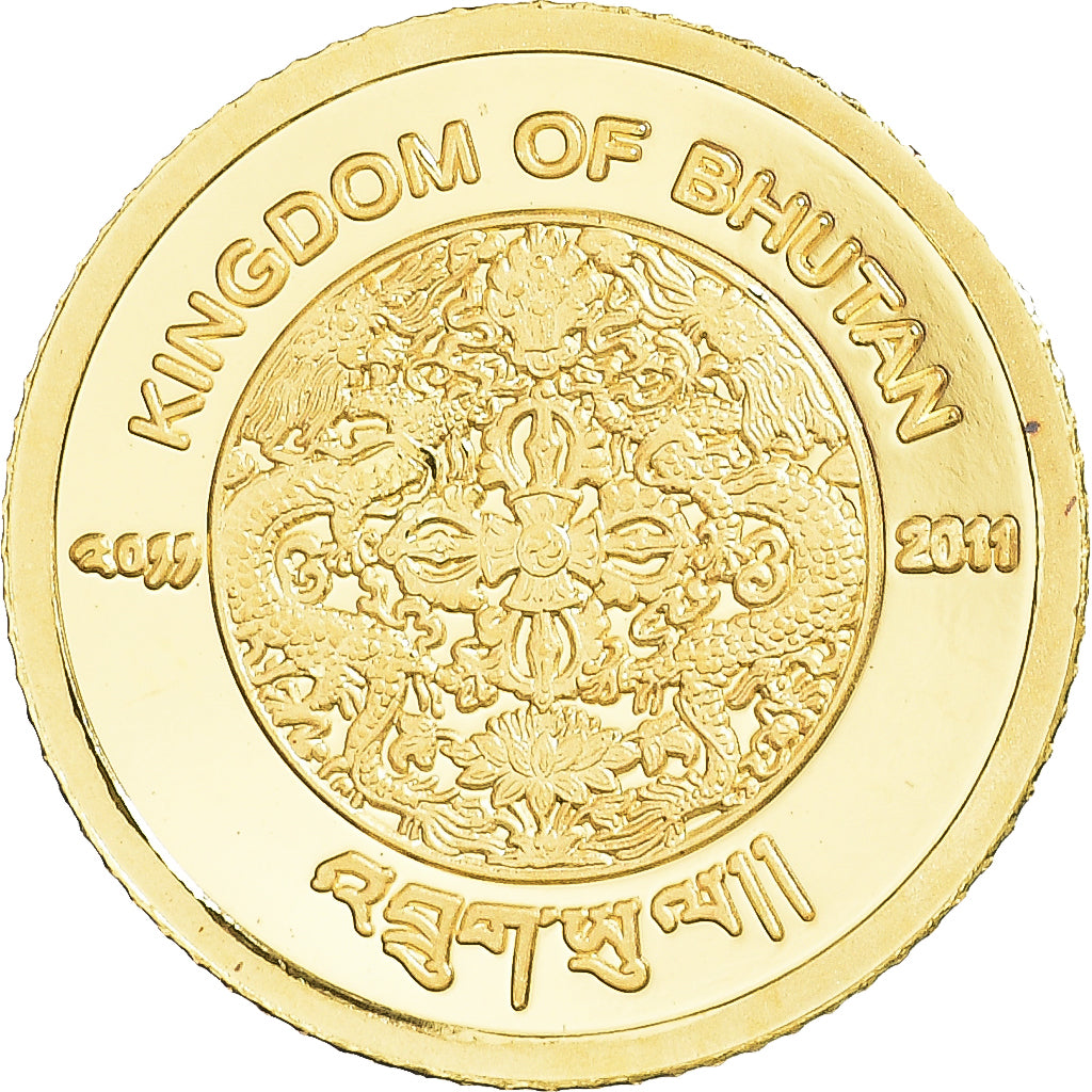 Münze, Bhutan, Chorten Kora, 100 Ngultrums, 2011, STGL, Gold