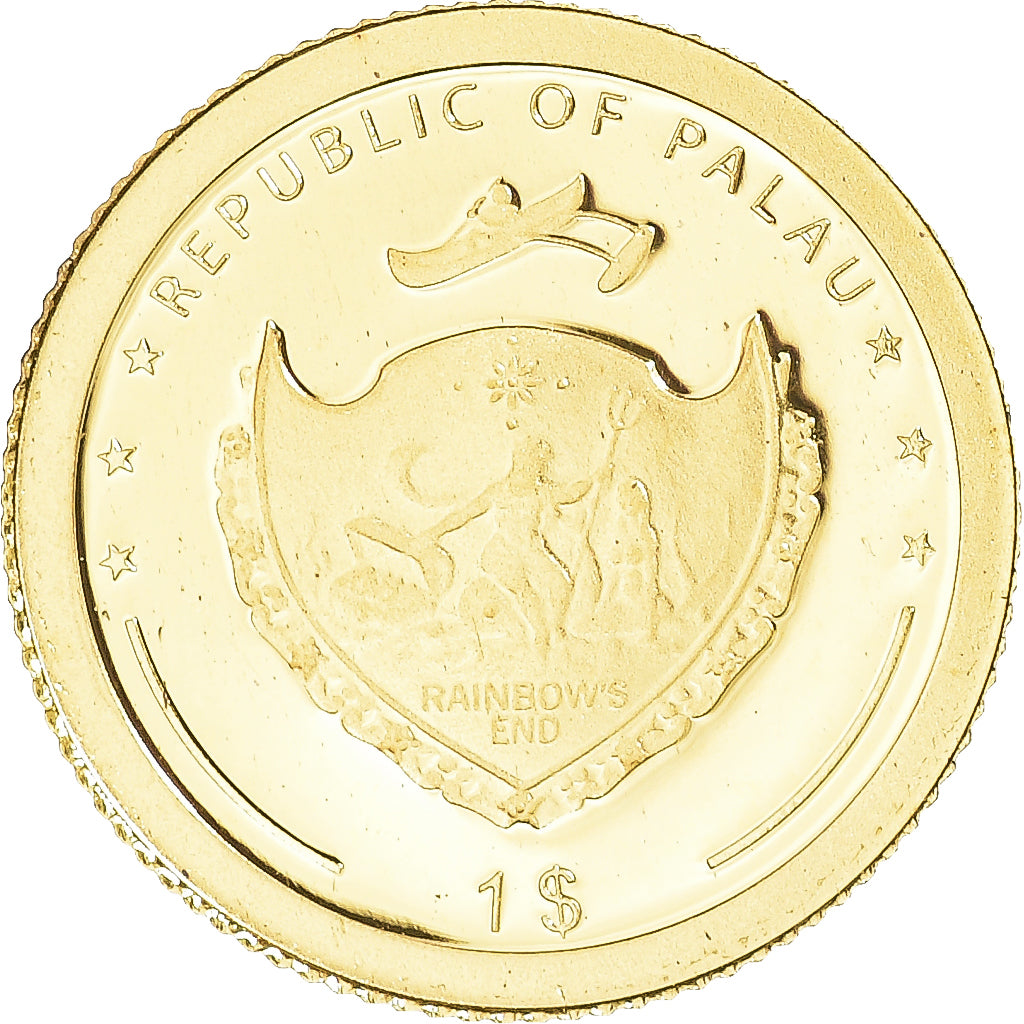 Coin, Palau, Bull and bear, Dollar, 2007, MS(65-70), Gold