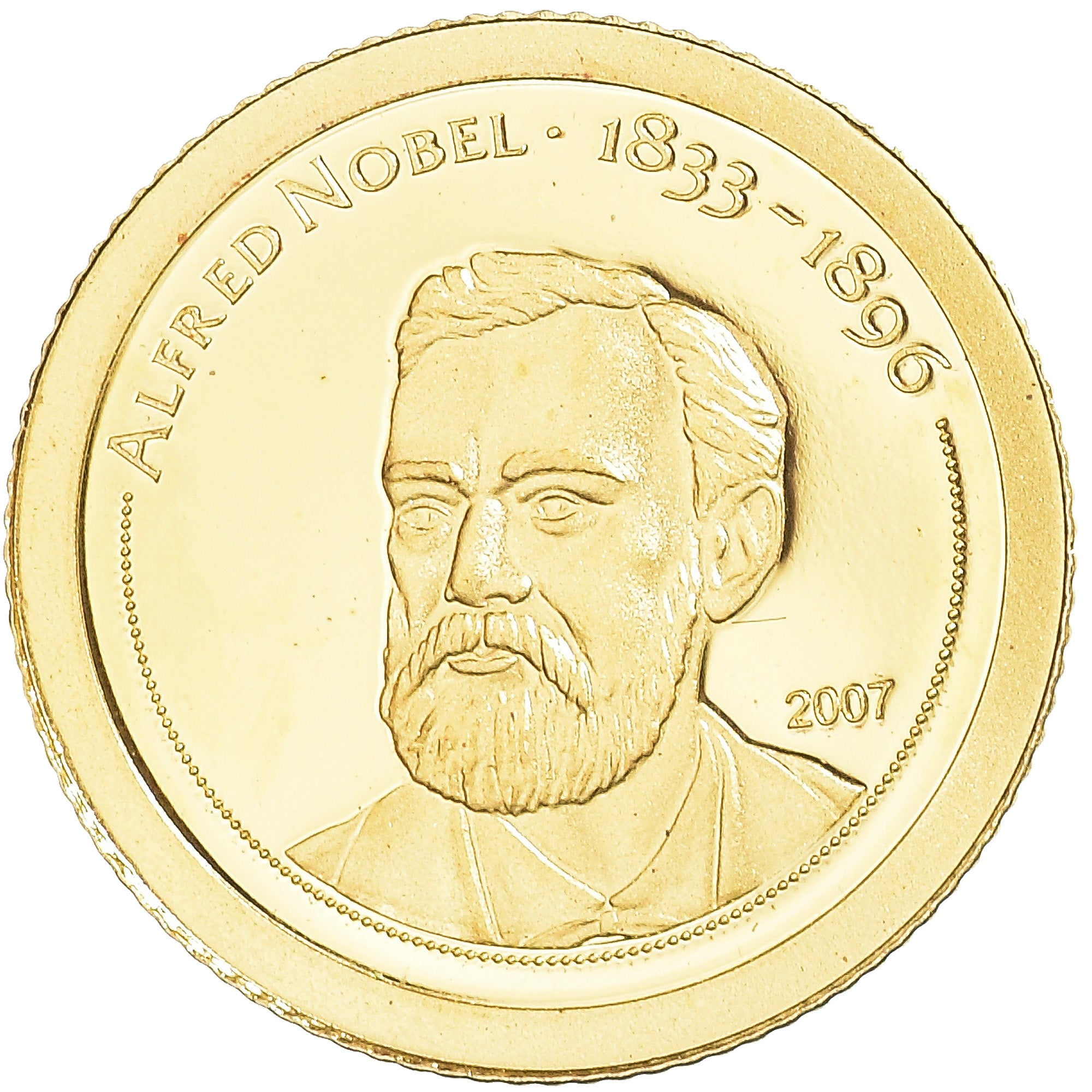 Moneda, Mongolia, Alfred Nobel, 500 Tögrög, FDC, Oro