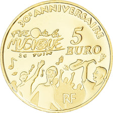 Frankrijk, 5 Euro, 2011, Monnaie de Paris, fête de la musique, FDC, Goud