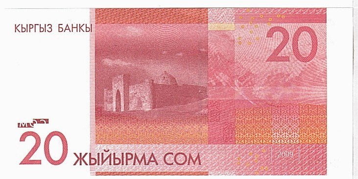 Banconote, Kirghizistan, 20 Som, 2009, KM:24a, FDS