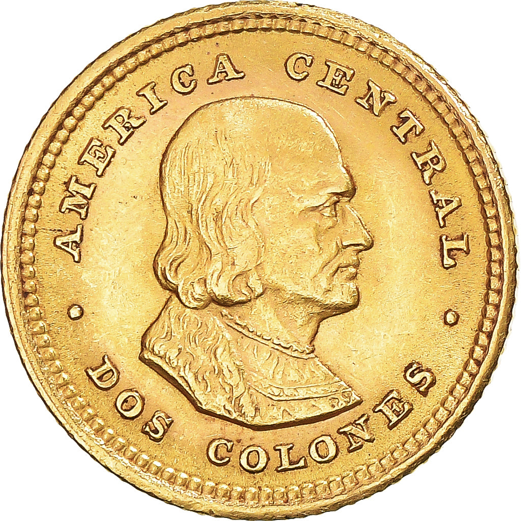 Coin, Costa Rica, 2 Colones, 1900, Philadelphia, AU(55-58), Gold, KM:139