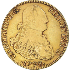 Moneda, Bolivia, Charles IIII, 4 Escudos, 1793, Potosi, BC+, Oro, KM:80