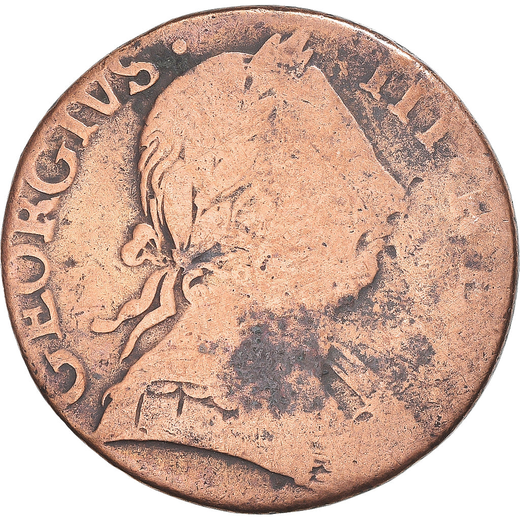 Coin, Great Britain, George III, 1/2 Penny, 1775, London, VF(20-25), Copper