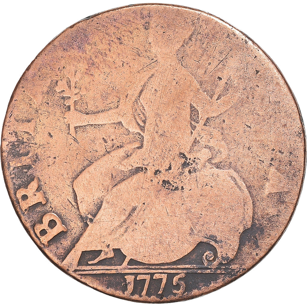 Coin, Great Britain, George III, 1/2 Penny, 1775, London, VF(20-25), Copper