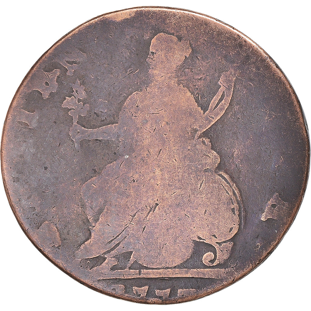 Coin, Great Britain, George III, 1/2 Penny, 1775, London, VF(20-25), Copper