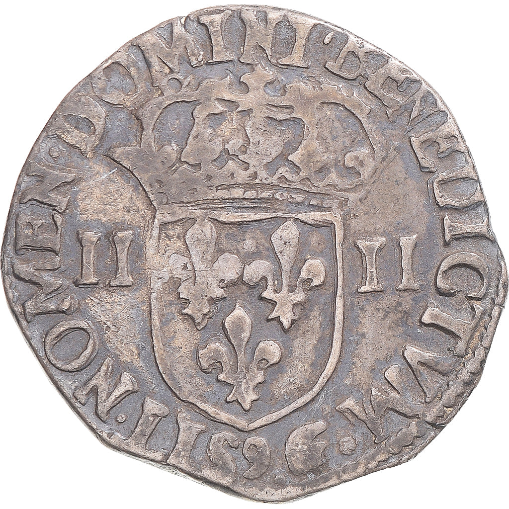 Moneta, Francja, Henri III, 1/4 Ecu, 1589, Rennes, EF(40-45), Srebro