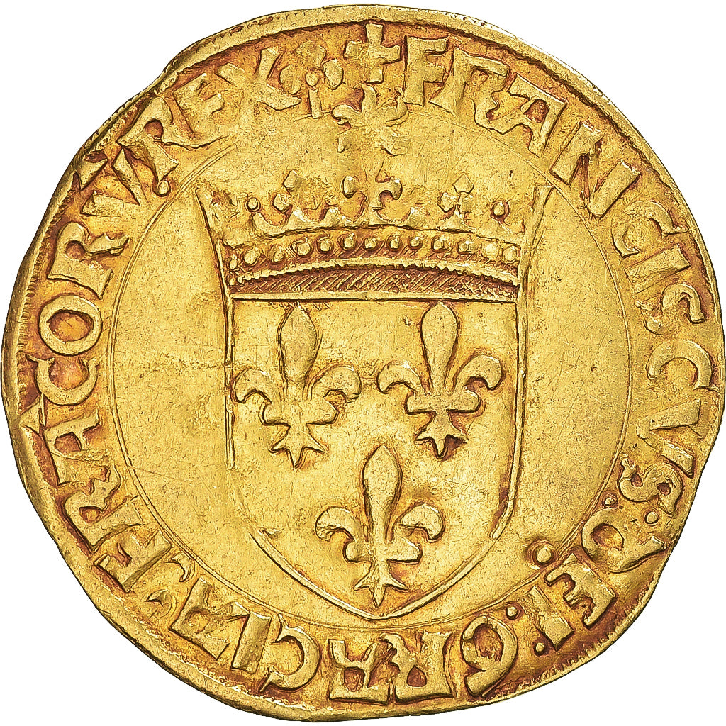 Moneta, Francja, François Ier, Écu d'or au soleil, après 1519, Lyon