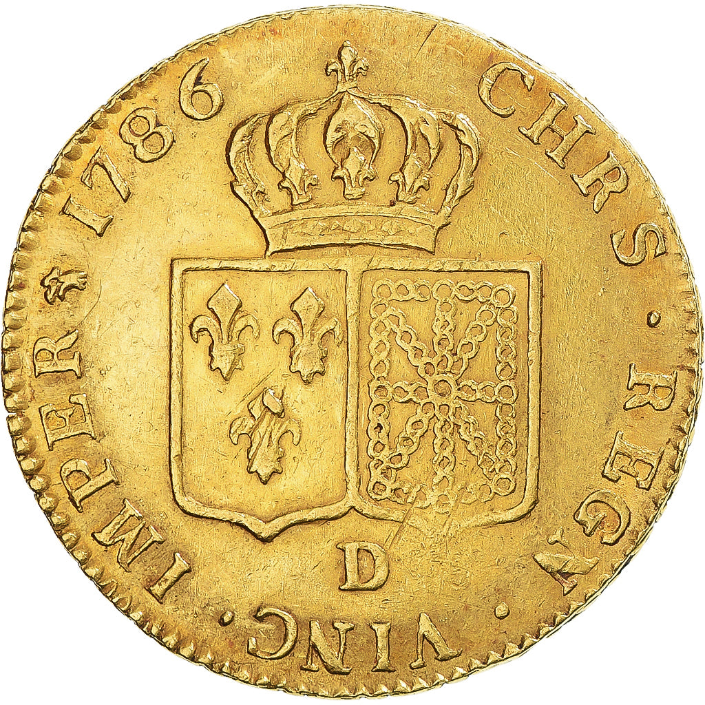 Coin, France, Louis XVI, Double Louis d'or à la tête nue, 1786, Lyon