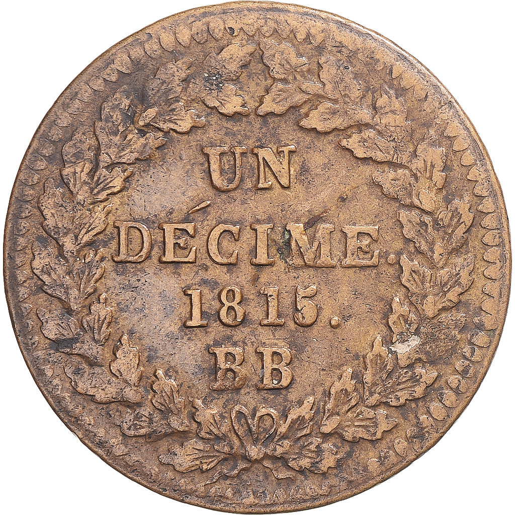 Munten, Frankrijk, Louis XVIII, Decime, 1815, Strasbourg, ZF, Bronzen