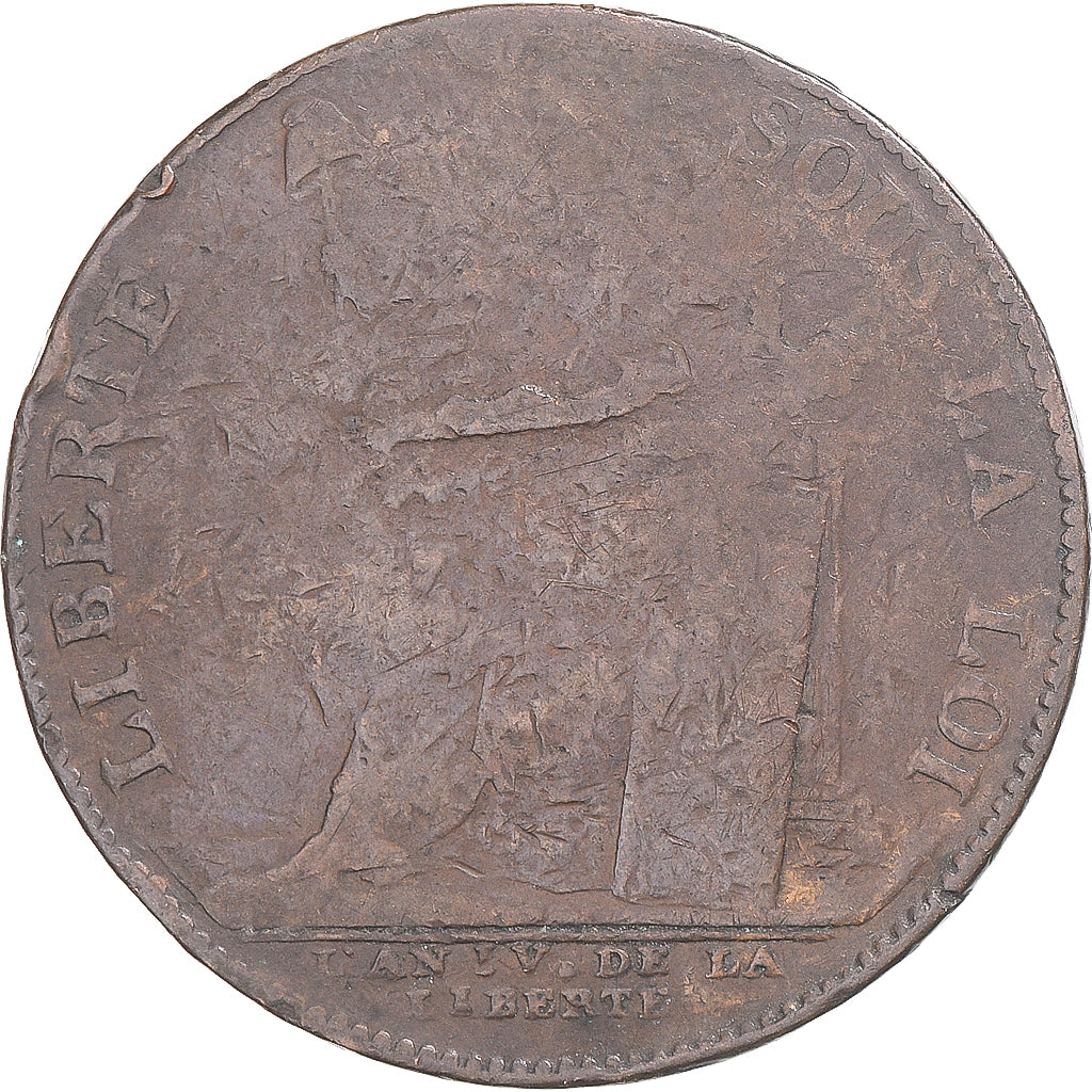 Coin, France, Monneron de 2 Sols, 1792, Birmingham, F(12-15), Bronze
