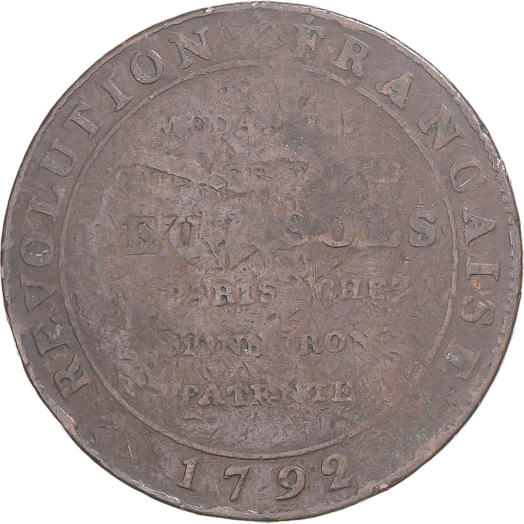 Coin, France, Monneron de 2 Sols, 1792, Birmingham, F(12-15), Bronze