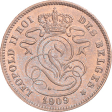 Coin, Belgium, Leopold II, 2 Centimes, 1909, Brussels, AU(50-53), Copper