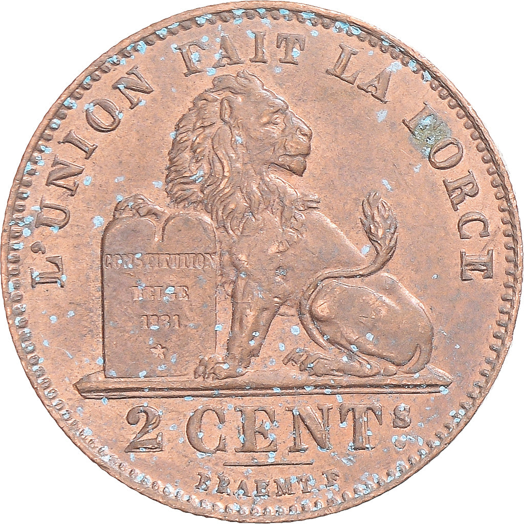 Coin, Belgium, Leopold II, 2 Centimes, 1909, Brussels, AU(50-53), Copper