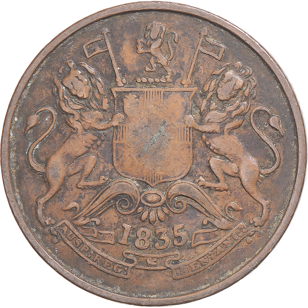 Münze, INDIA-BRITISH, Guillaume IV, 1/2 Anna, 1835, Bombay, S+, Kupfer