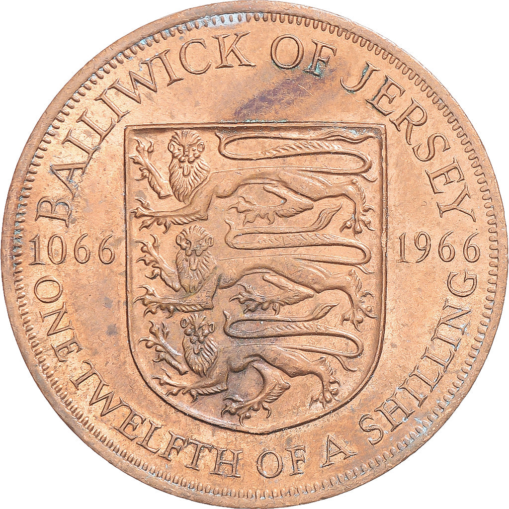 Moneta, Jersey, Elizabeth II, 1/12 Shilling, 1966, Heaton, BB+, Rame