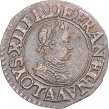 Coin, France, Louis XIII, Denier Tournois, 1621/16, Paris, AU(50-53), Copper