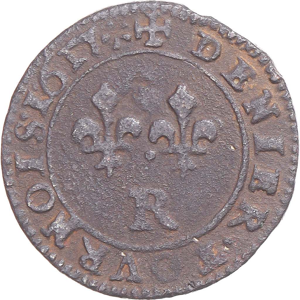 Munten, Frankrijk, Louis XIII, Denier Tournois, 1617, Villeneuve-lès-Avignon