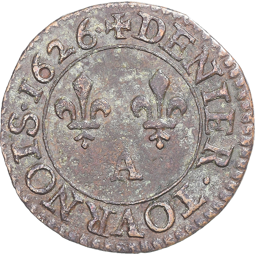 Munten, Frankrijk, Louis XIII, Denier Tournois, 1626, Paris, ZF, Koper, CGKL:404
