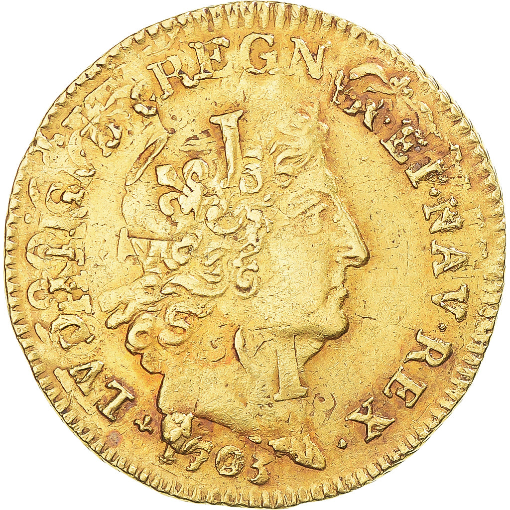 Monnaie, France, Louis XIV, louis d'or aux 8 L et aux insignes, 1703, Bordeaux
