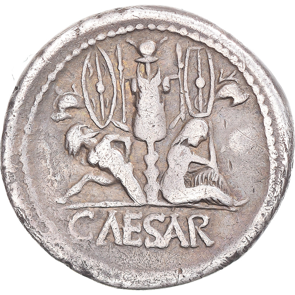 Munten, Julius Caesar, Denarius, 46-45 BC, Military mint in Spain, ZF, Zilver