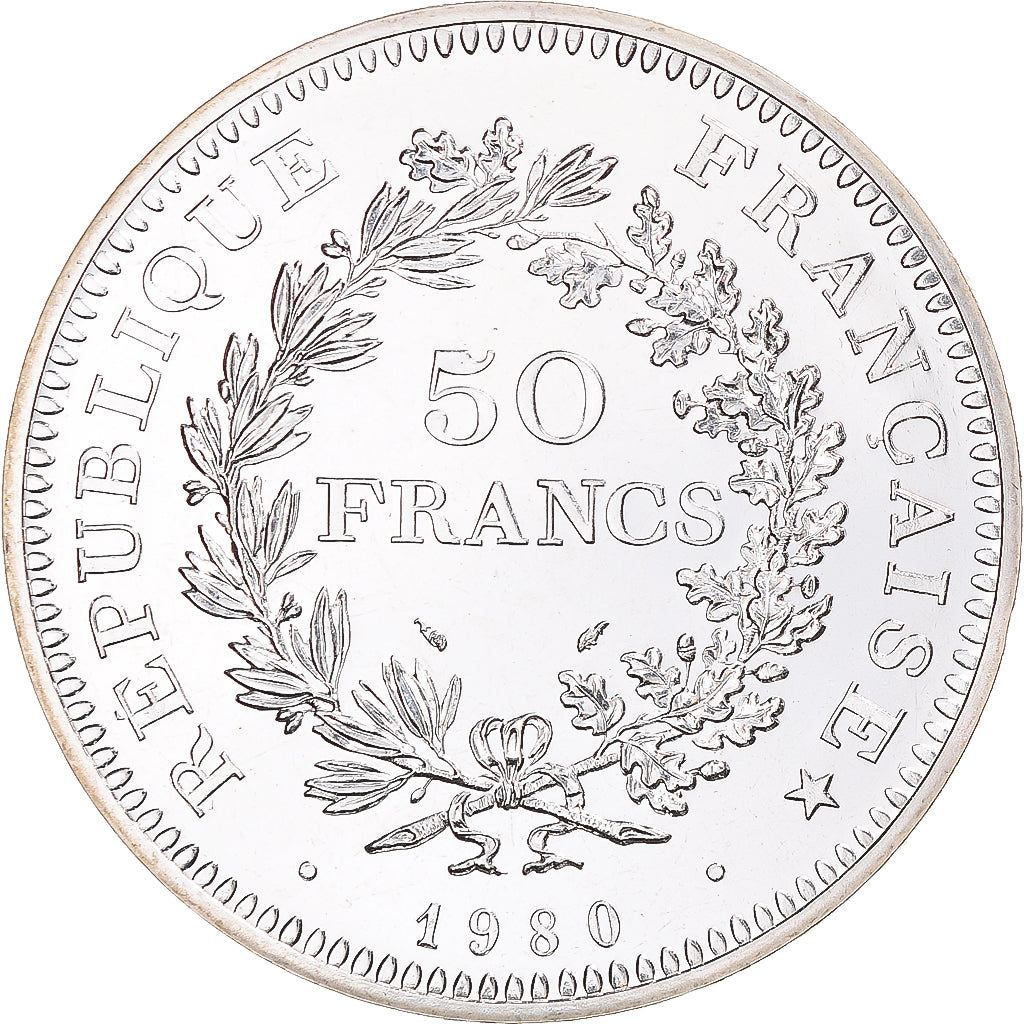 Coin, France, Hercule, 50 Francs, 1980, Paris, série FDC, MS(65-70), Silver