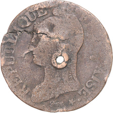 Münze, Frankreich, Dupré, 5 Centimes, AN 8, Lille, Holed, SGE+, Kupfer