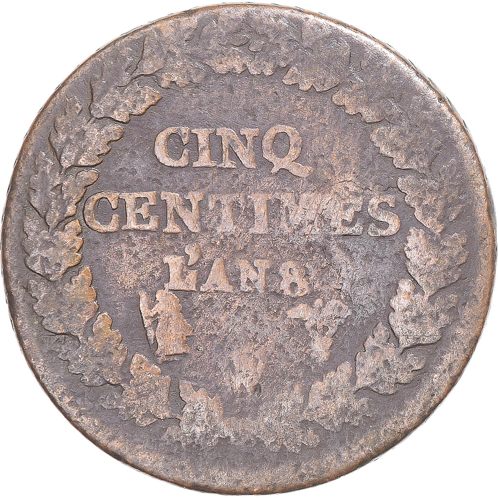 Moneta, Francja, Dupré, 5 Centimes, AN 8, Lille, VF(20-25), Miedź