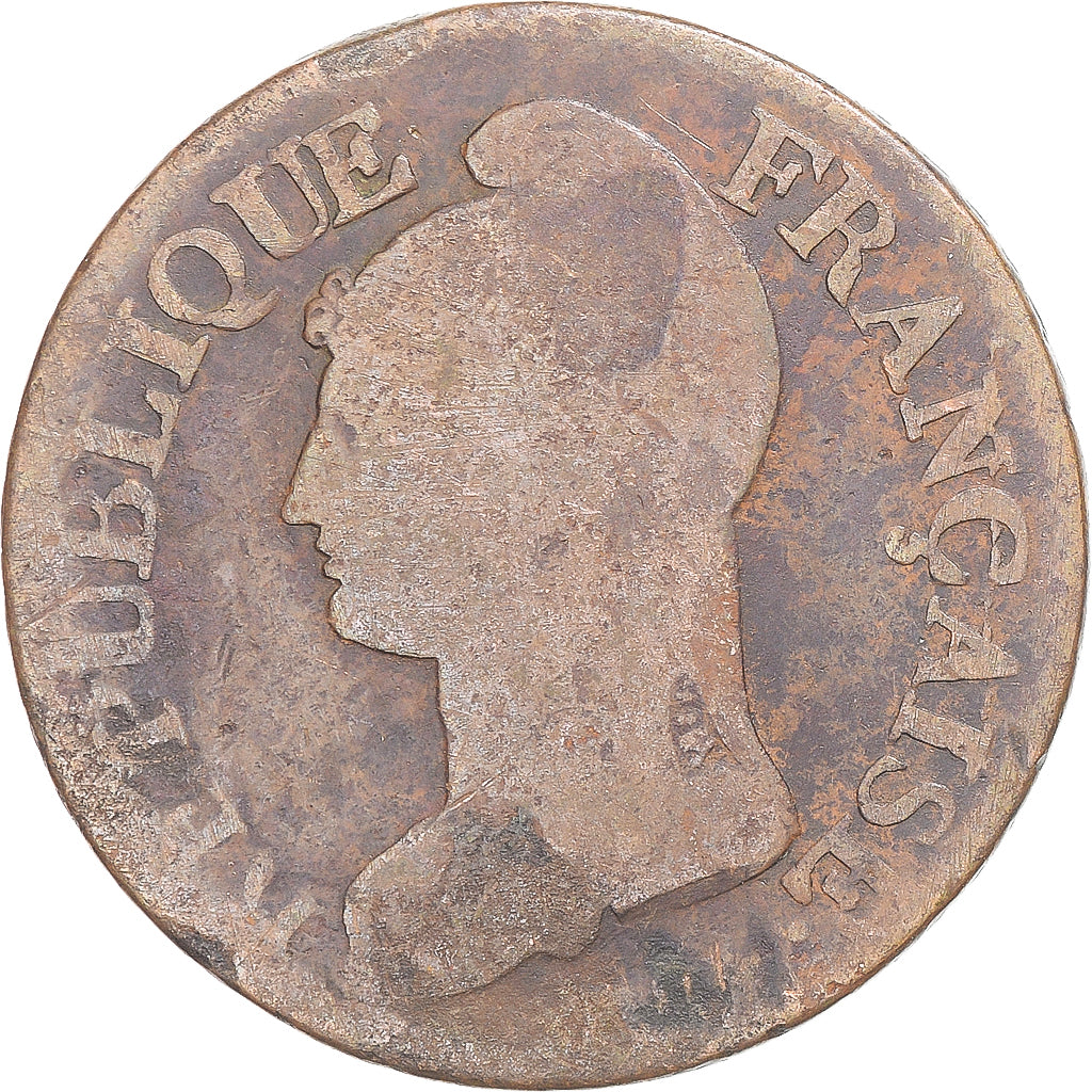 Coin, France, Dupré, 5 Centimes, AN 8, Lille, VF(20-25), Copper, Gadoury:126a