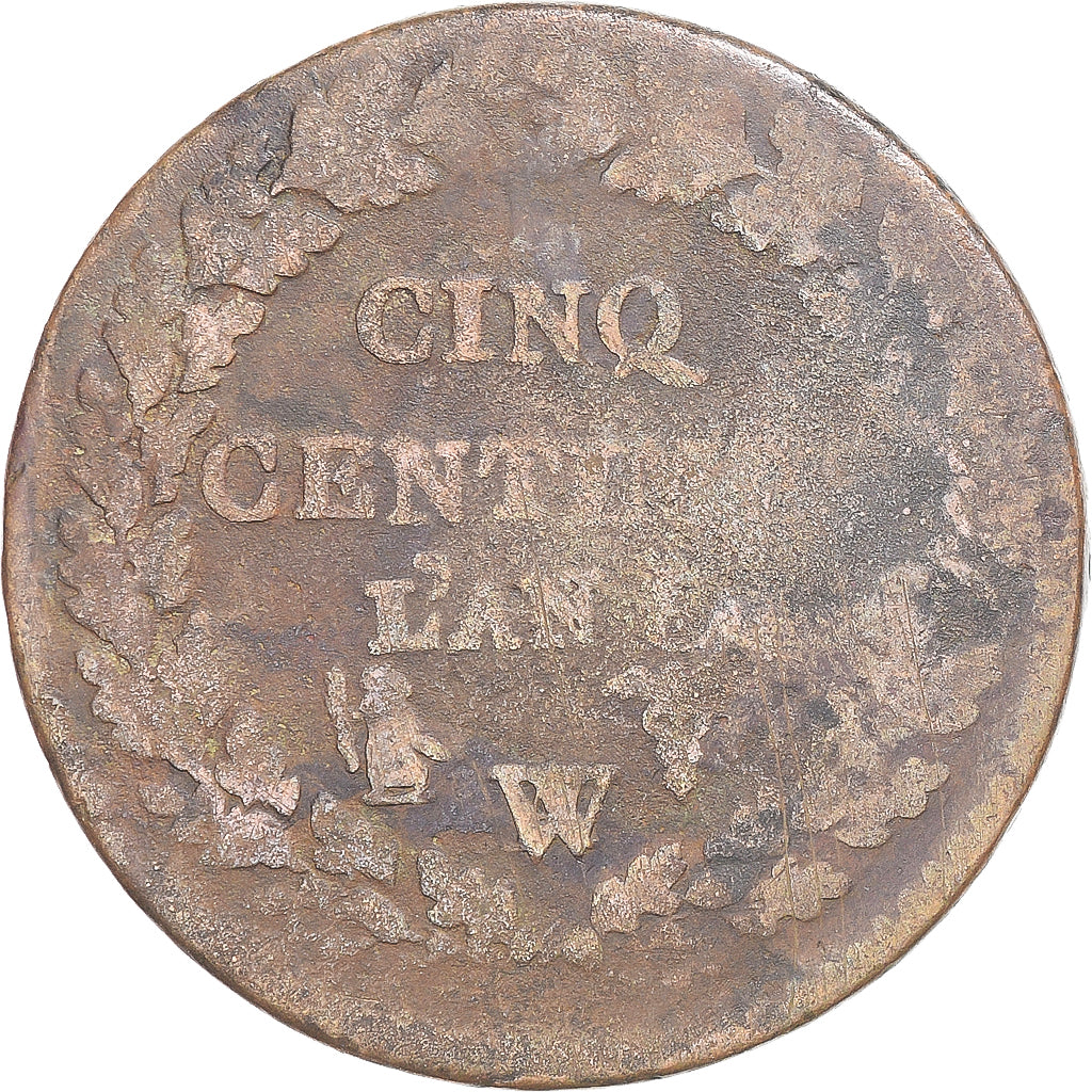 Coin, France, Dupré, 5 Centimes, AN 8, Lille, VF(20-25), Copper, Gadoury:126a