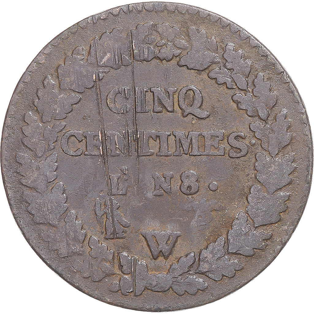 Moneta, Francja, Dupré, 5 Centimes, AN 8, Lille, VF(20-25), Miedź