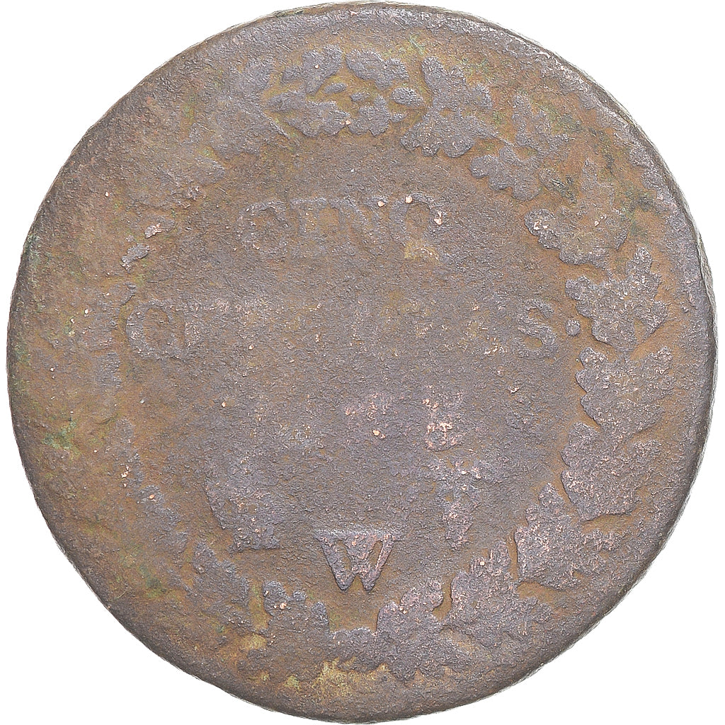 Monnaie, France, Dupré, 5 Centimes, Lille, B+, Cuivre, Gadoury:126/126a