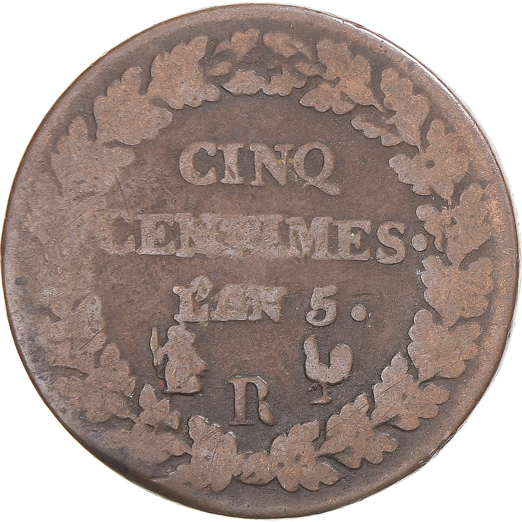 Monnaie, France, Dupré, 5 Centimes, AN 5, Orléans, B+, Cuivre, Gadoury:126