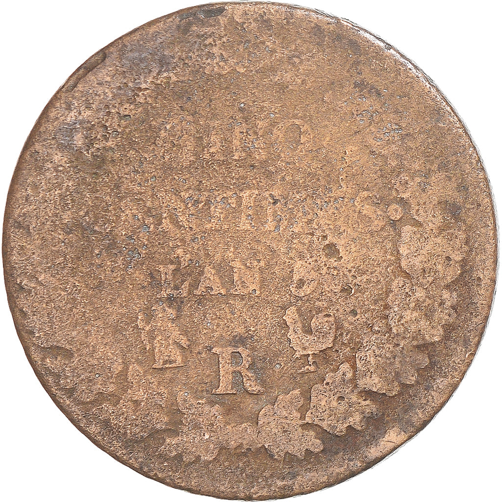 Moneta, Francja, Dupré, 5 Centimes, AN 5, Orléans, F(12-15), Miedź