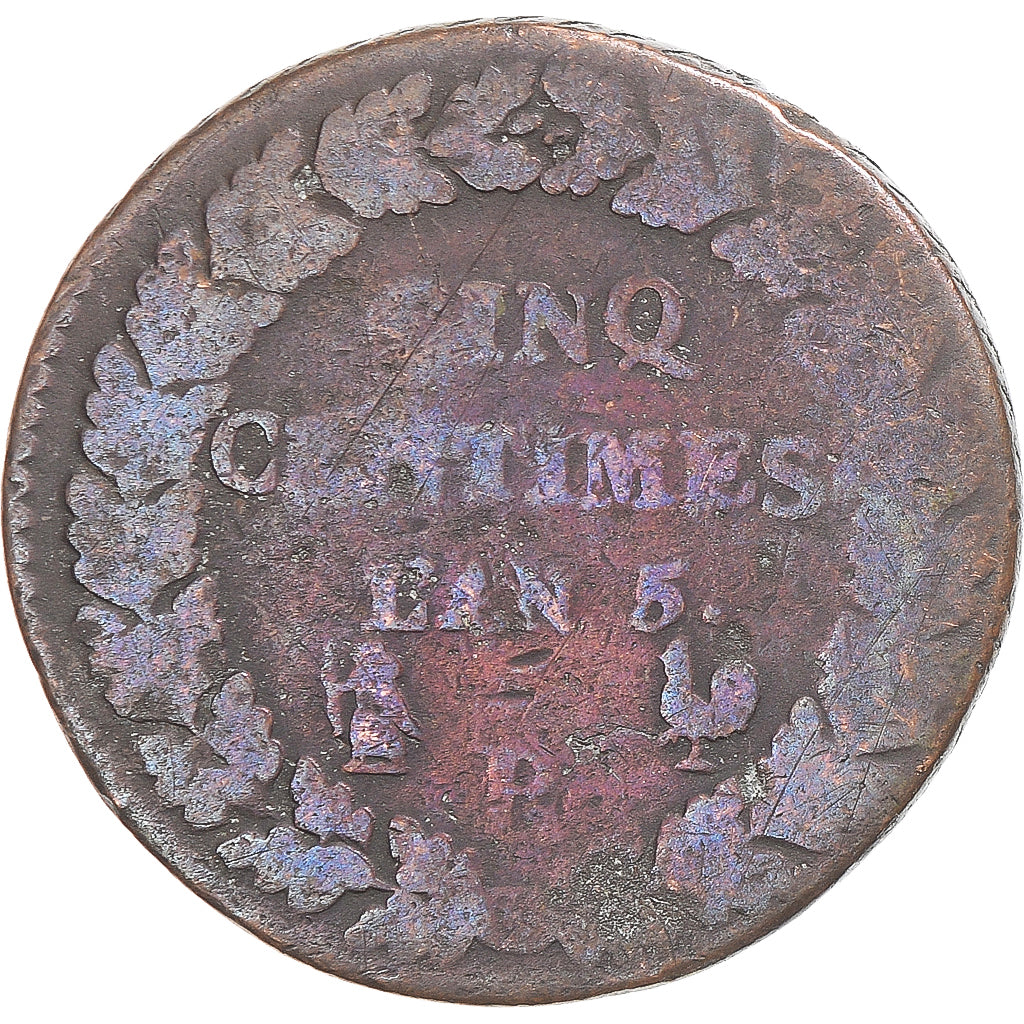 Moneta, Francja, Dupré, 5 Centimes, AN 5, Orléans, VF(20-25), Miedź