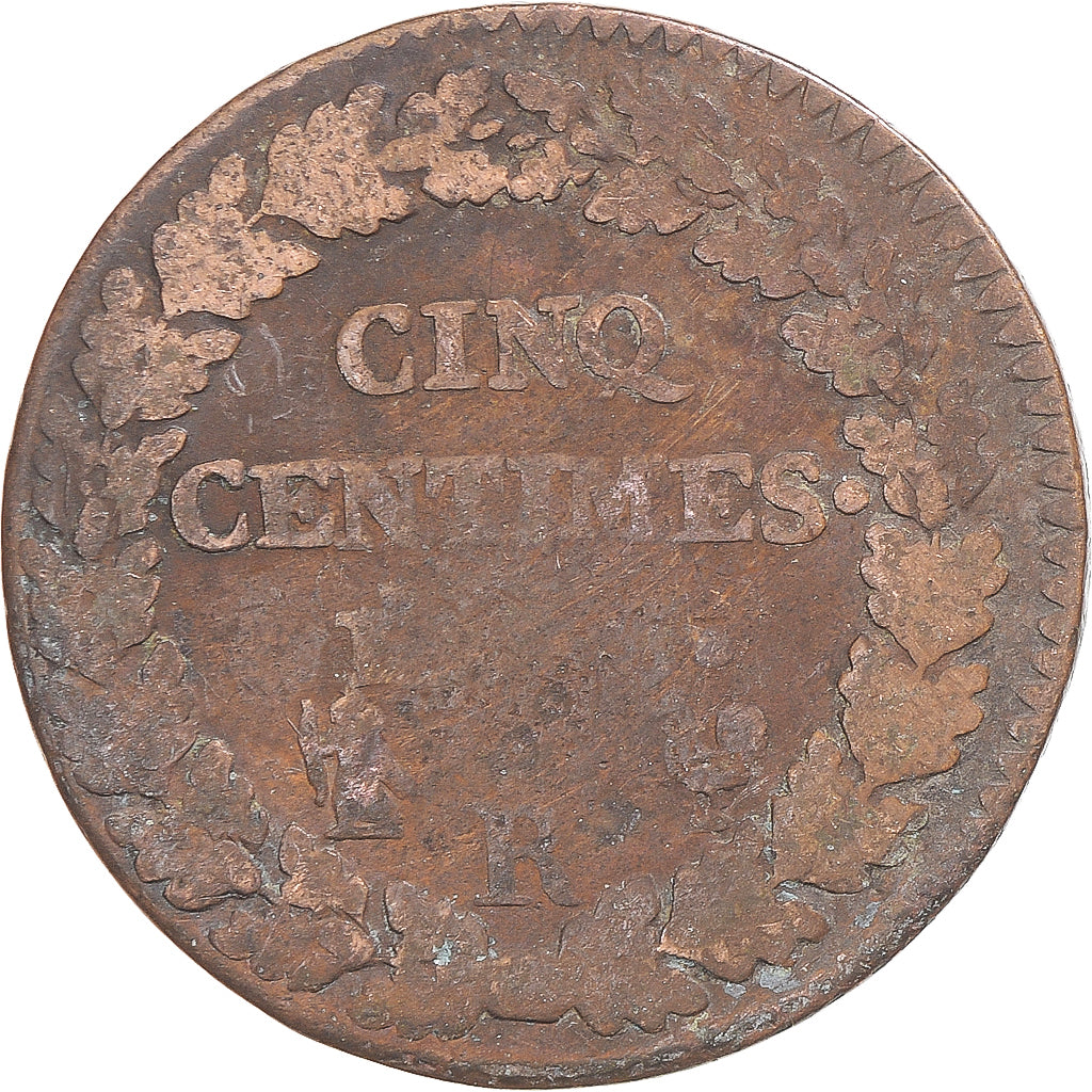 Moneta, Francja, Dupré, 5 Centimes, Orléans, VF(20-25), Miedź, Gadoury:126