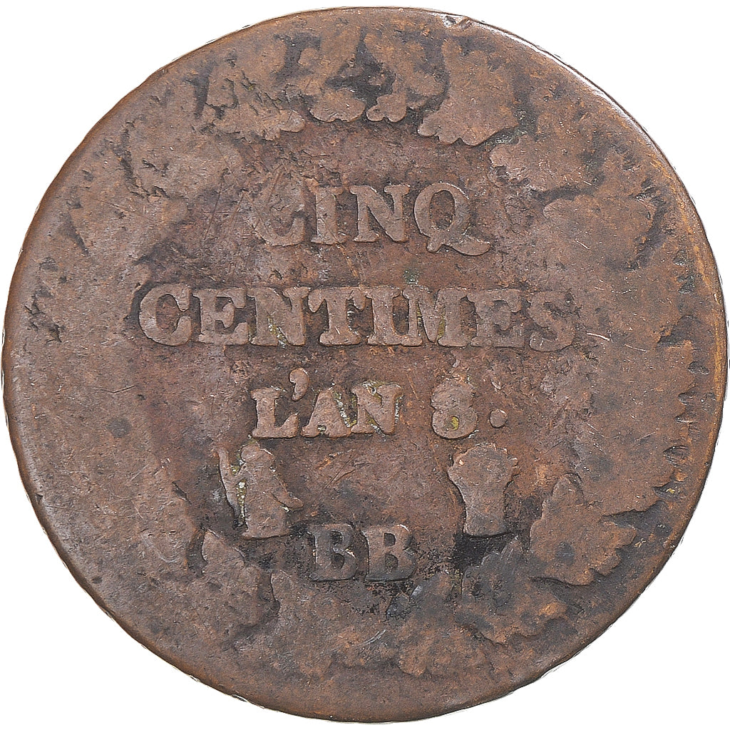 Munten, Frankrijk, Dupré, 5 Centimes, An 8/6, Strasbourg, FR, Koper